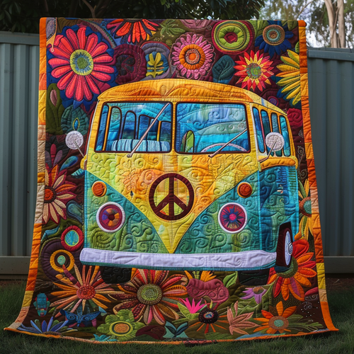 Retro Hippie Van Quilted Blanket NCU0TH357