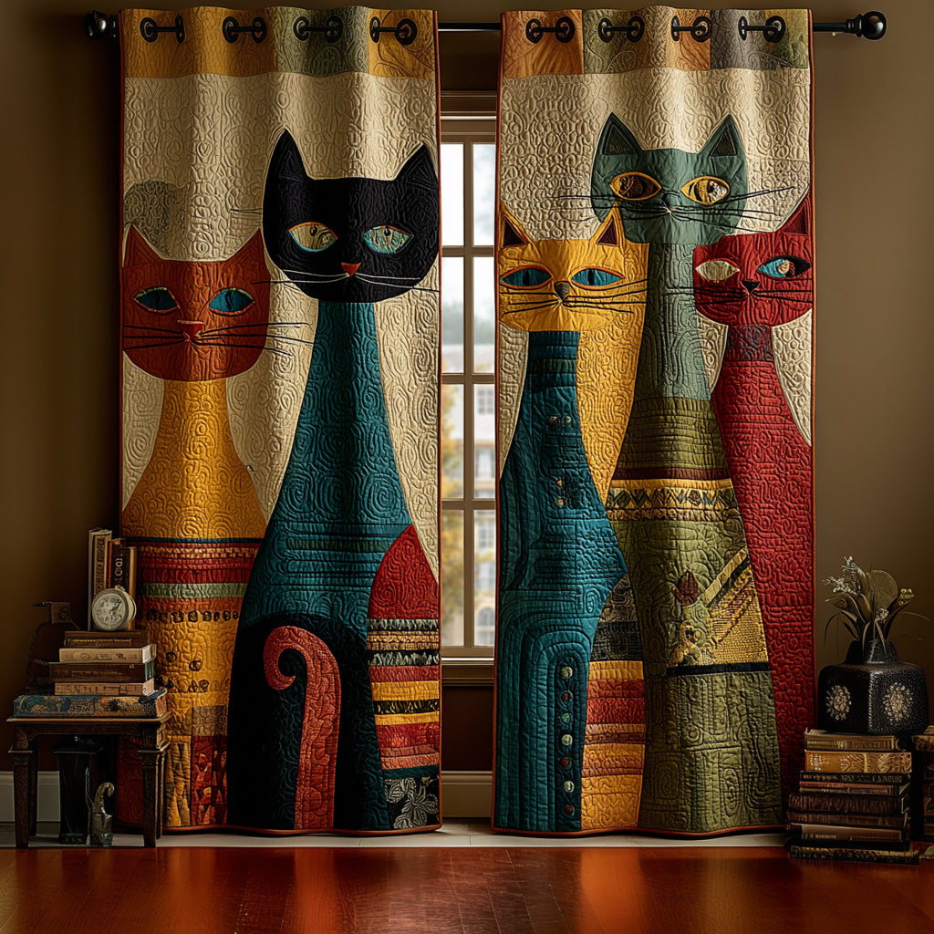 Retro Charm Cat Quilted Curtains NCU0LDH188