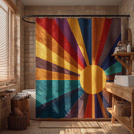 Retro Sun Rays Shower Curtain NCU0LDH851