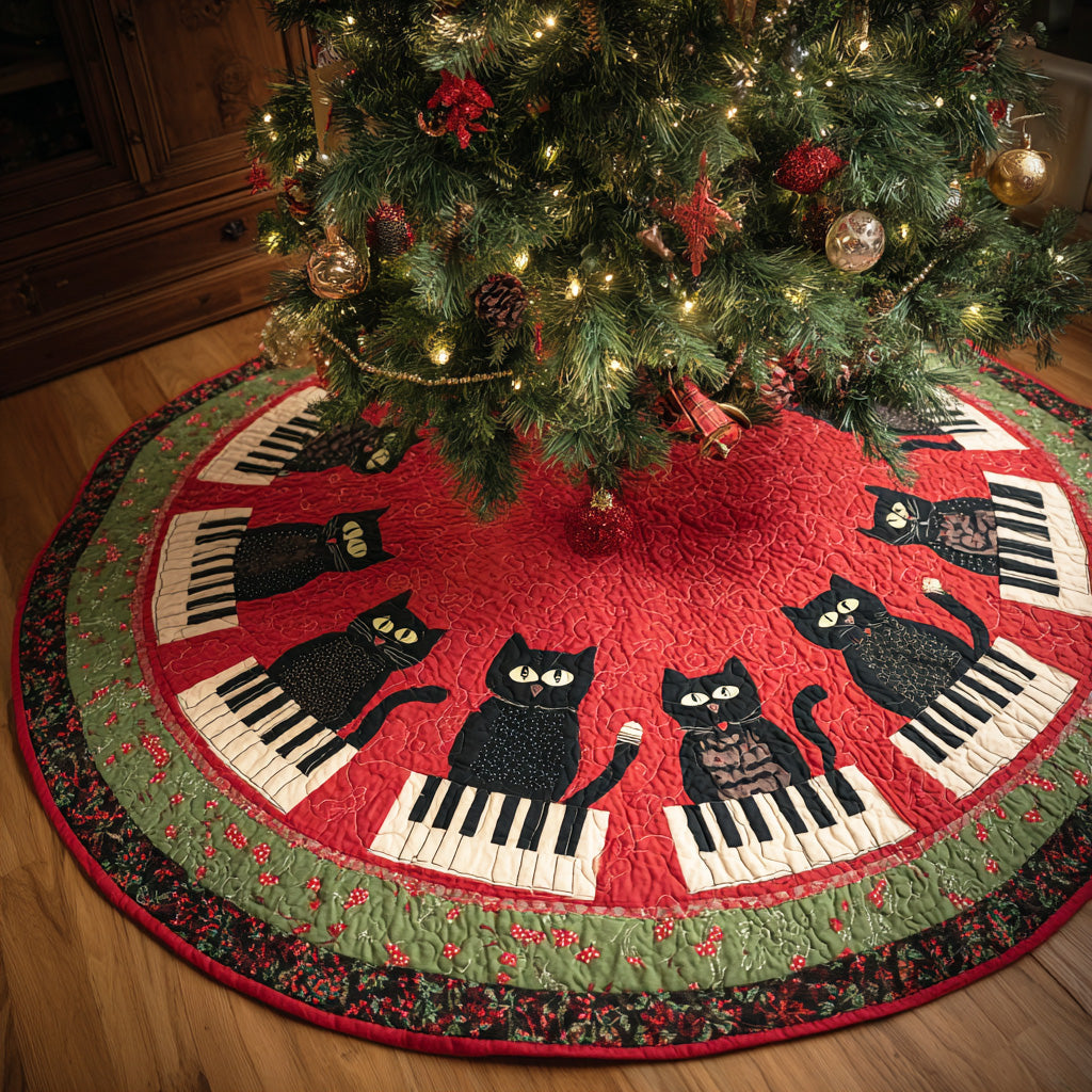 Rhythm Kitty Christmas Quilted Tree Skirt NCU0NTD1160