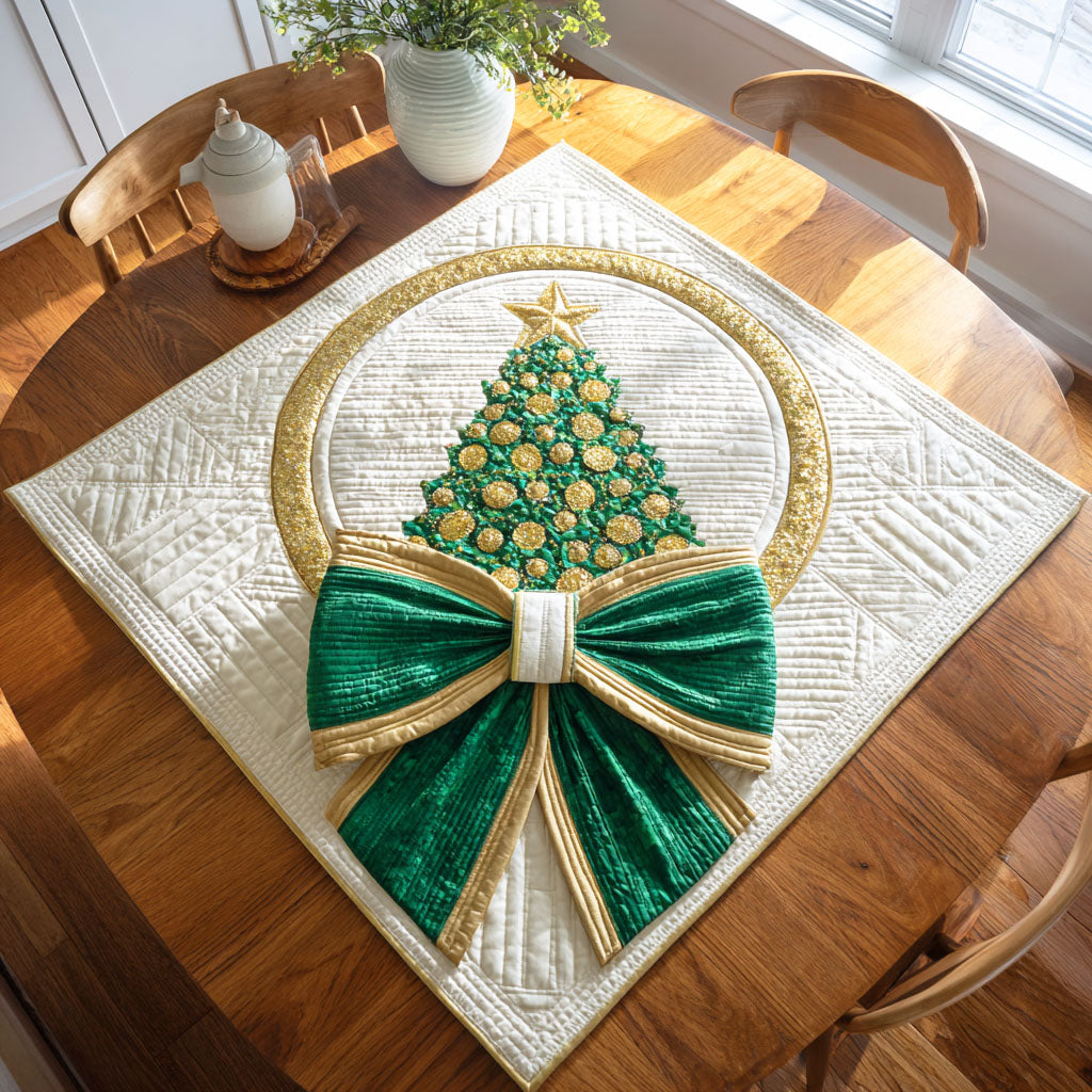 Ribboned Pine Quilted Table Topper NCU0NTD342