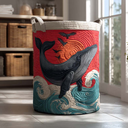 Rising Whale Quilted Laundry Basket NCU0NXD409