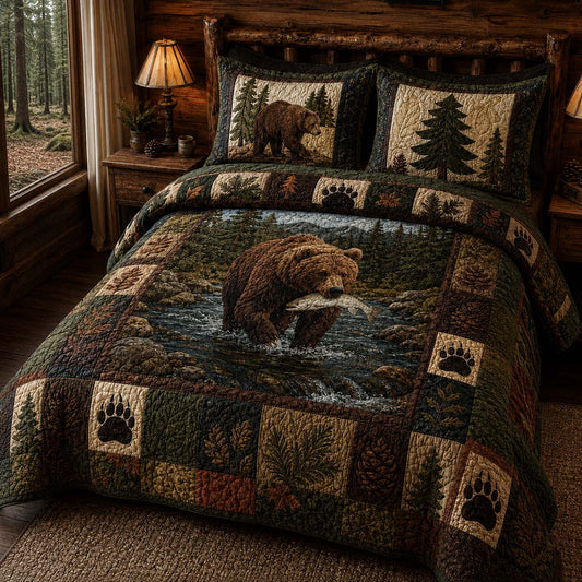 River Catch Bear 3-Piece Quilted Bedding Set NCU0DQQ0888