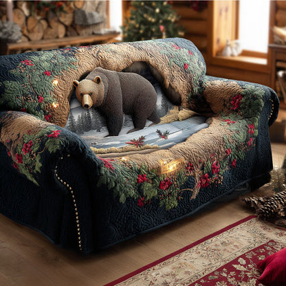 River Edge Bear Quilted Sofa Cover NCU0NTD992