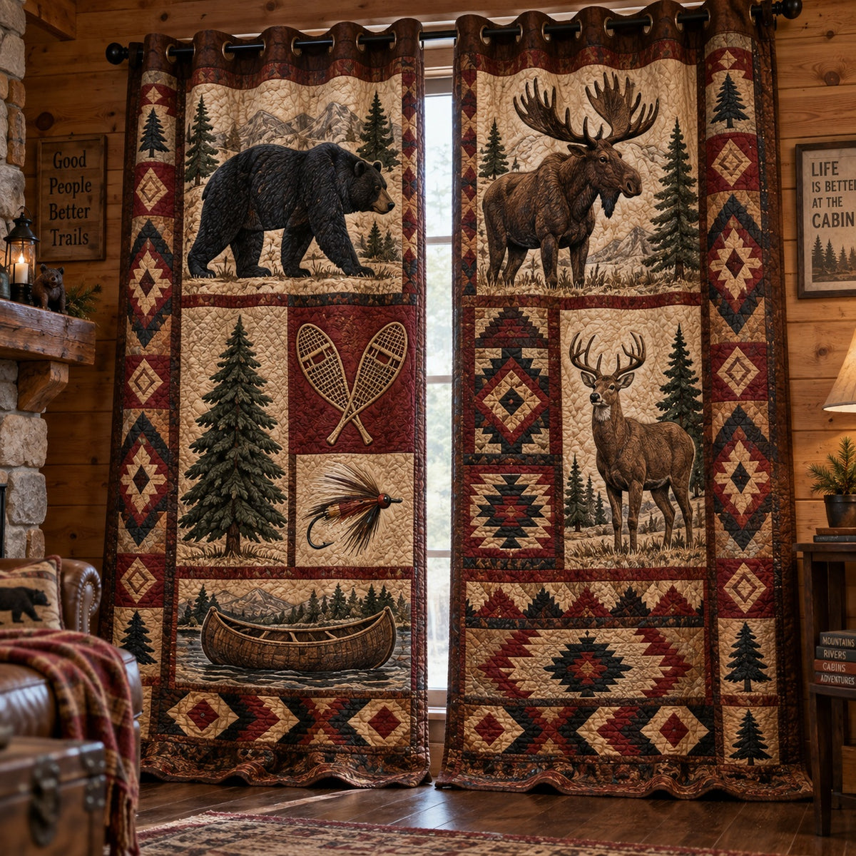 River Lure Journey Quilted Curtains NCU0PVL1142