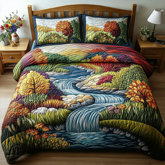 River Pathway 3-Piece Quilted Bedding Set NCU0NVH418