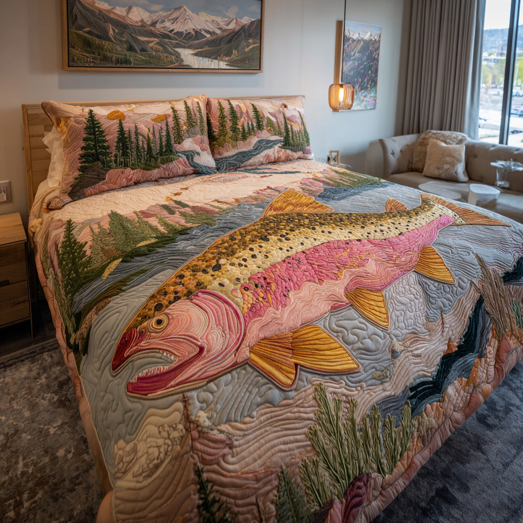 River Salmon Run 3-Piece Quilted Bedding Set NCU0LDH688