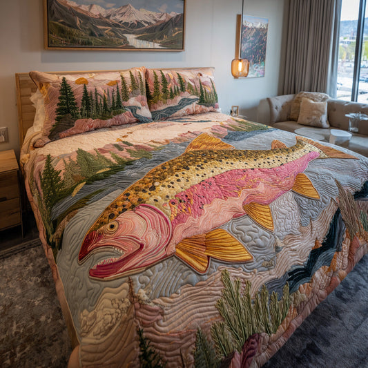 River Salmon Run 3-Piece Quilted Bedding Set NCU0LDH688