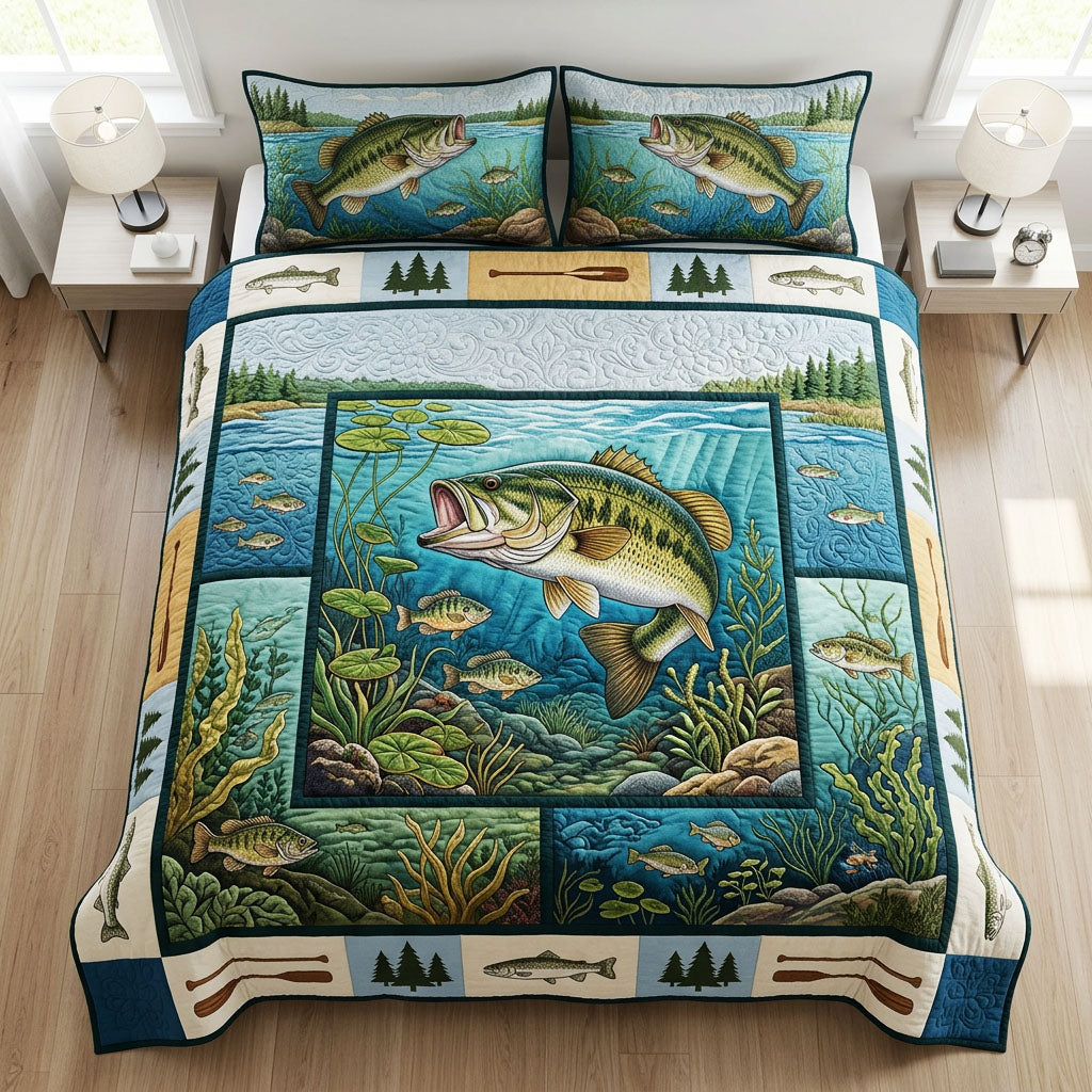 River Trophy 3-Piece Quilted Bedding Set NCU0NTD1798