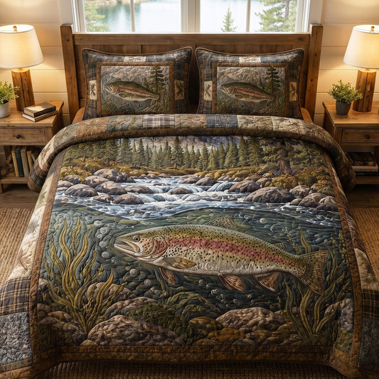 River Trout 3-Piece Quilted Bedding Set NCU0DV2152