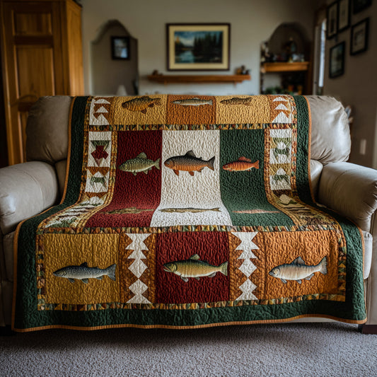 River Trout Stripe Quilted Blanket NCU0LDH821