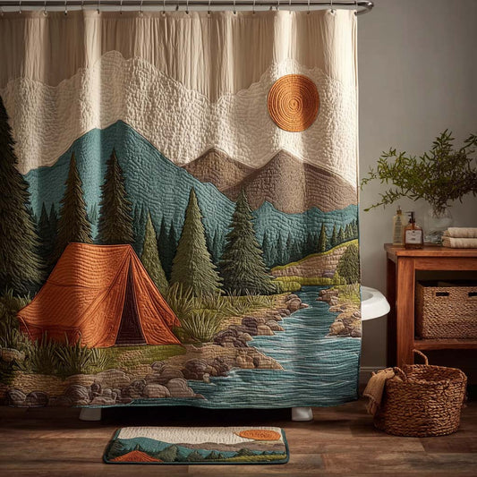 Riverside Camp Sunrise Shower Curtain NCU0DQQ0404