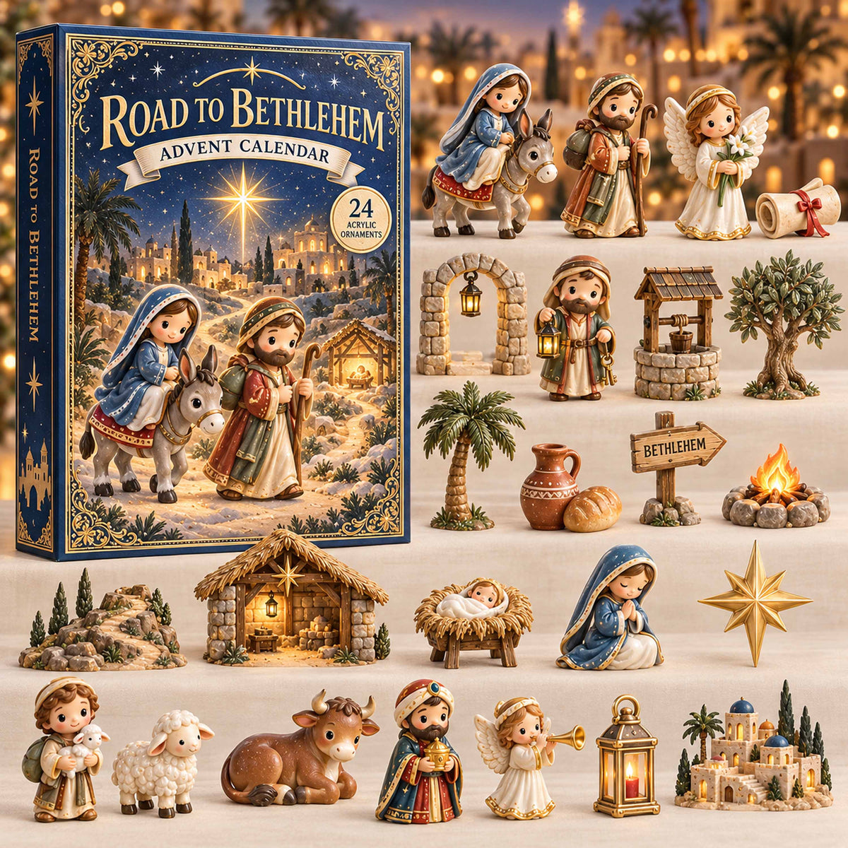 CHRISTMAS KICKOFF 40% OFF - Road To Bethlehem Advent Calendar 2026 - 24-Day Festive Countdown, Acrylic Charms Blind Box - Gift For Family NCU0NTD2218