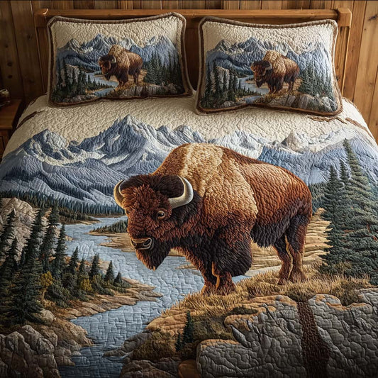 Roaming Bison Valley 3-Piece Quilted Bedding Set NCU0DQQ0492