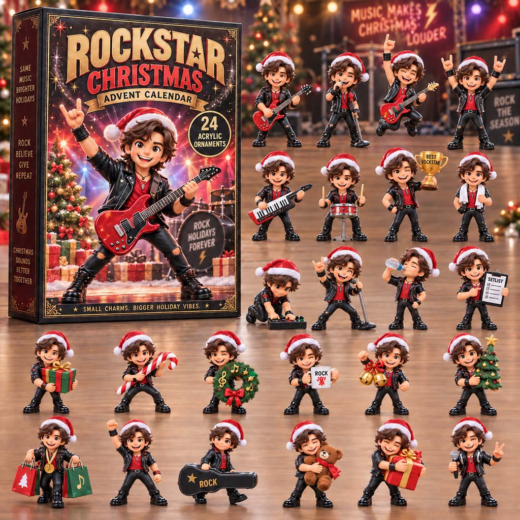 CHRISTMAS KICKOFF 40% OFF - Rockstar Christmas Advent Calendar 2026 - 24-Day Festive Countdown, Acrylic Charms Blind Box - Gift For Kids AC0HH052