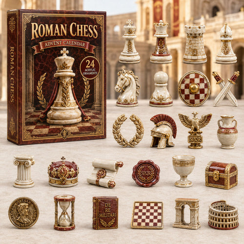 CHRISTMAS KICKOFF 40% OFF - Roman Chess Advent Calendar 2026 - 24-Day Festive Countdown, Acrylic Charms Blind Box - Gift For Chess Lovers AC0TM063