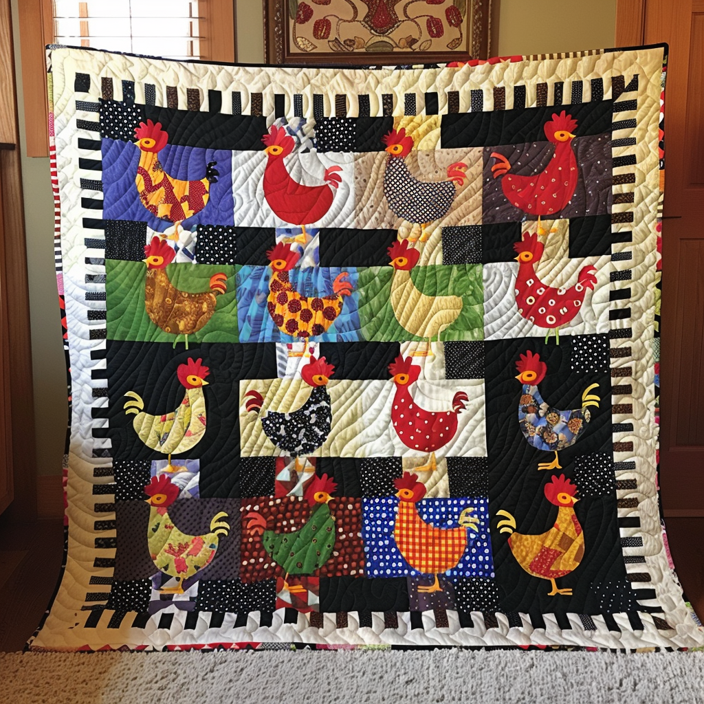 Rooster Reverie Quilted Blanket NCU0TL234