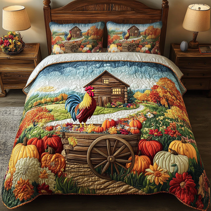 Rooster Bliss 3-Piece Quilted Bedding Set NCU0NVH399