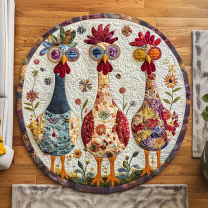 Rooster Garden Charm Quilted Round Mat NCU0PT968
