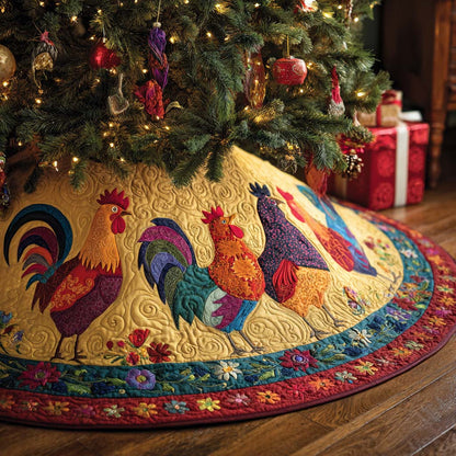 Rooster Glory Christmas Quilted Tree skirt NCU0NNT2548