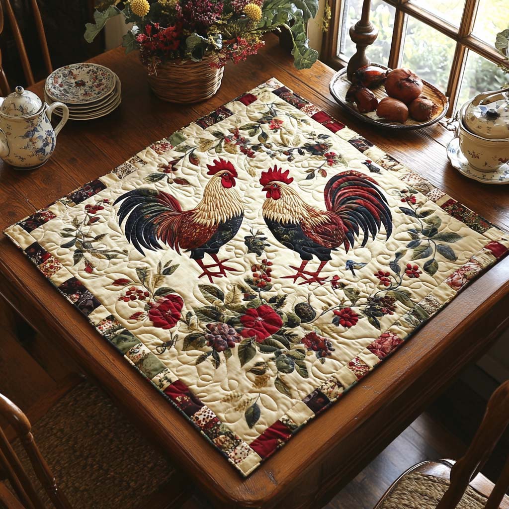 Rooster Parade Quilted Table Topper NCU0DV720