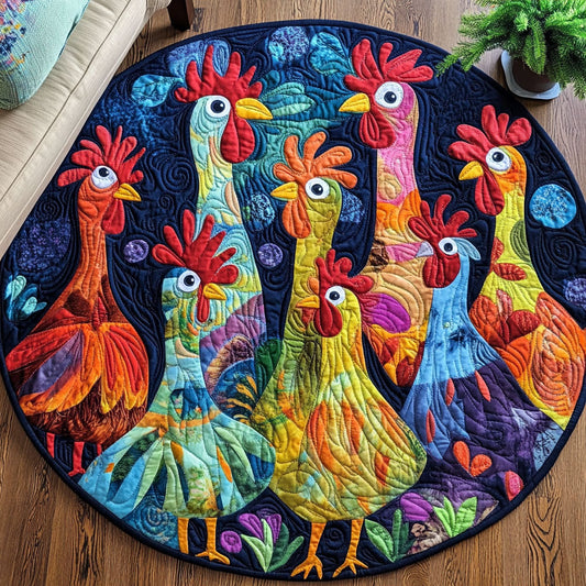 Rooster Party Quilted Round Mat NCU0PT970