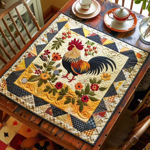 Rooster Rise Quilted Table Topper NCU0DV725