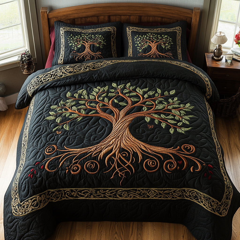 Rooted Balance 3-Piece Quilted Bedding Set NCU0DV1598