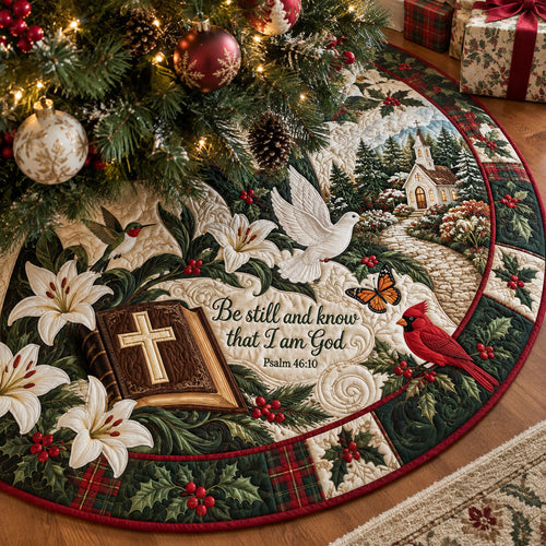 Rooted In Faith Christmas Quilted Tree Skirt NCU0PTT3517