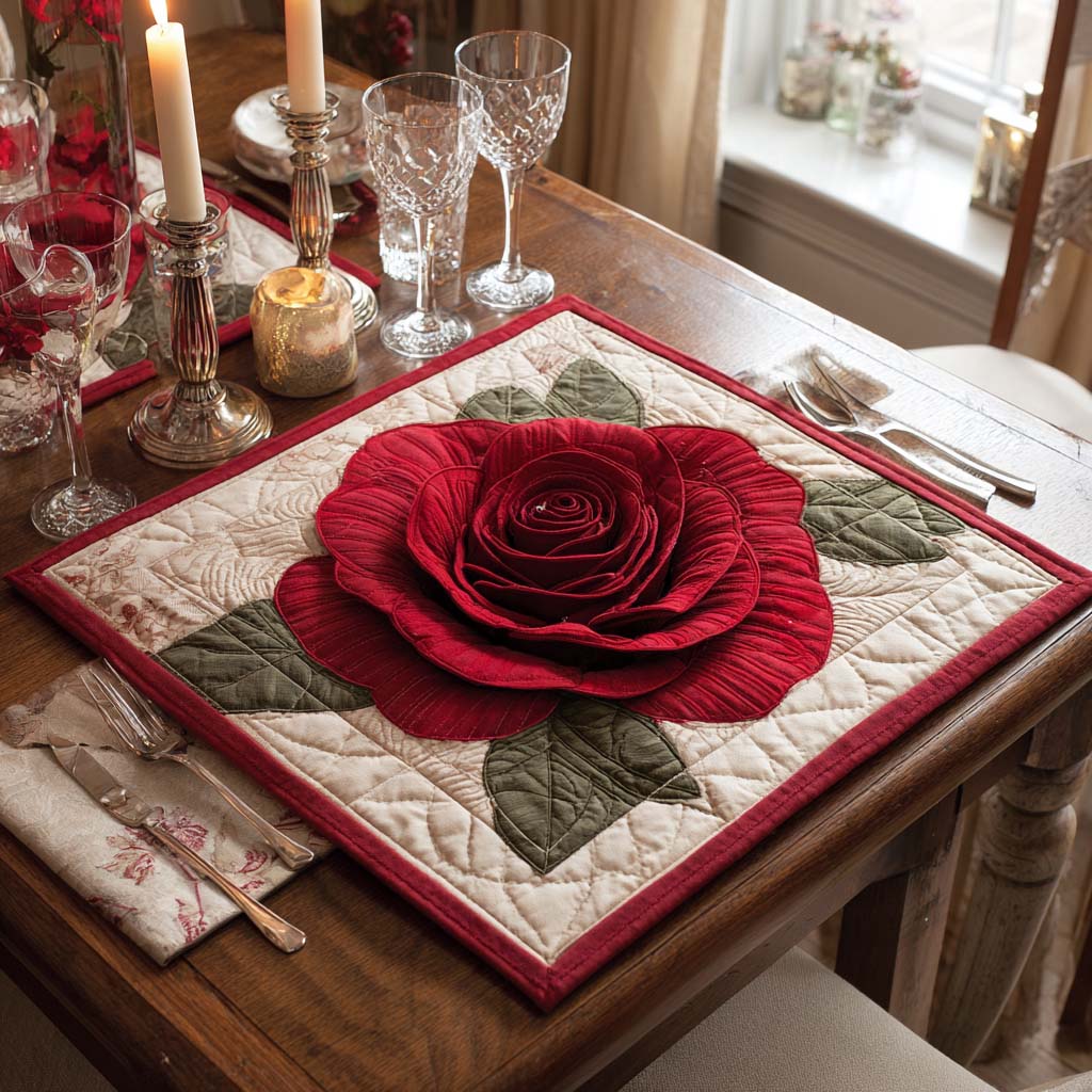Rose Bloom Quilted Table Topper NCU0NXD124