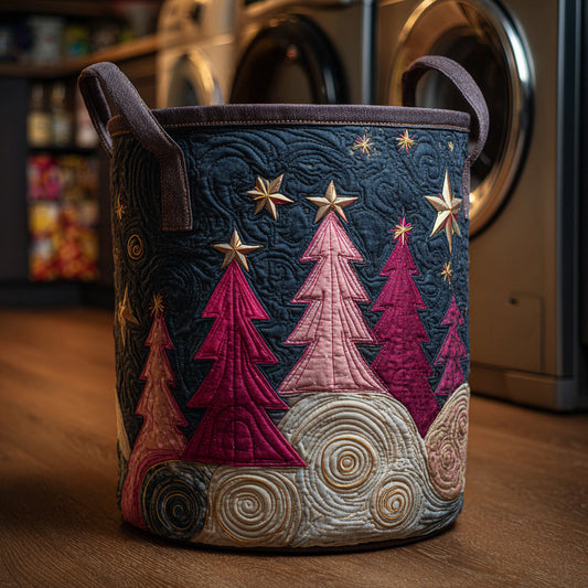 Rose Christmas Tree Quilted Laundry Basket NCU0HNH486