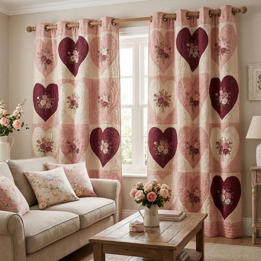 Rose Heart Quilted Curtains NCU0NTV953