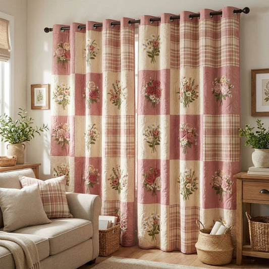 Rose Plaid Quilted Curtains NCU0NTV982