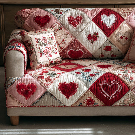 Rose Promise Quilted Sofa Cover NCU0LDH200