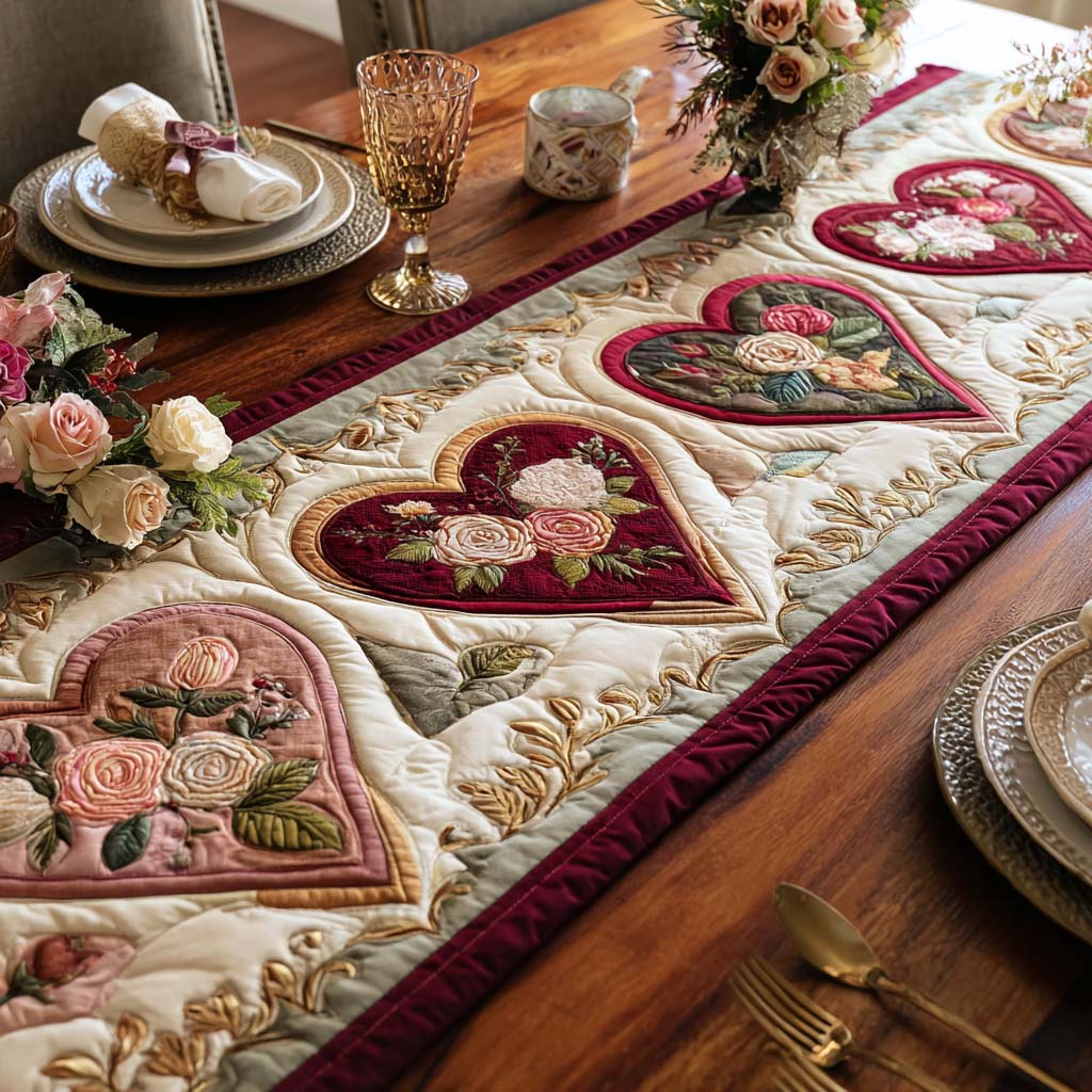 Rose Serenity Quilted Table Runner NCU0DQQ0190