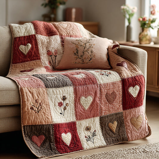 Rosewood Heart Cottage Quilted Blanket NCU0LDH254