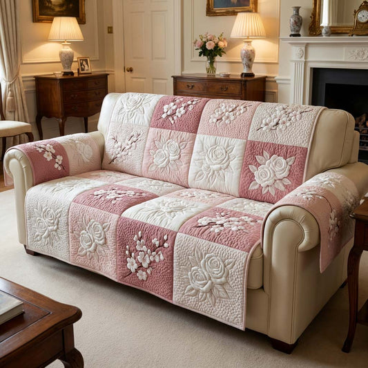 Rosy Flower Quilted Sofa Cover NCU0HNH912