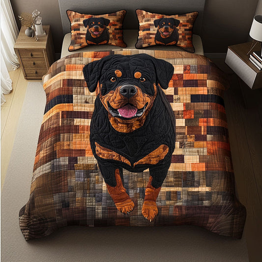 Rottie Fall Nap 3-Piece Quilted Bedding Set NCU0NNT748