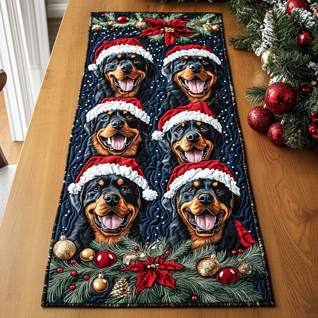 Rottweiler Heart Quilted Table Runner NCU0DDK1538