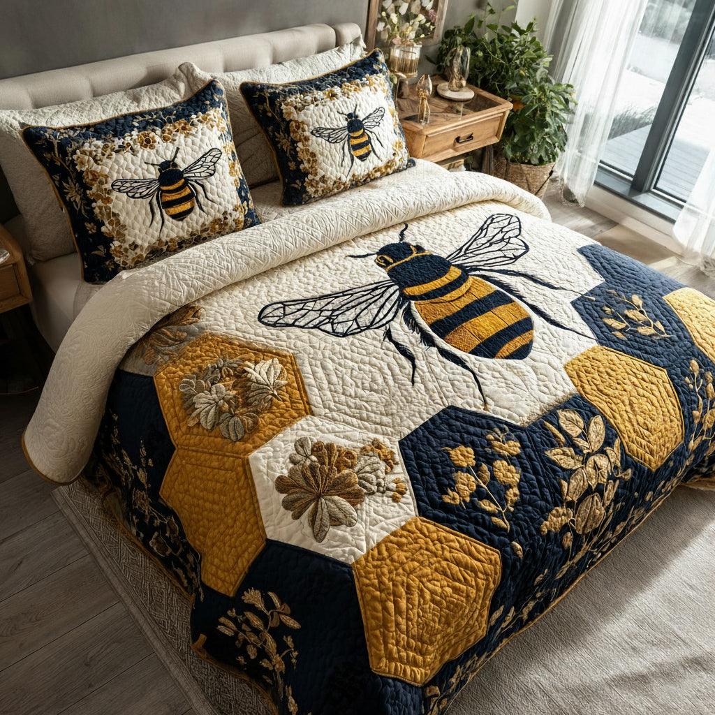 Royal Bee 3-Piece Quilted Bedding Set NCU0HNH298