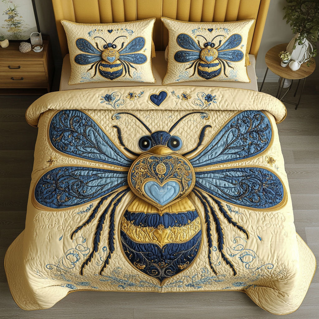 Royal Blue 3-Piece Quilted Bedding Set NCU0NNT330