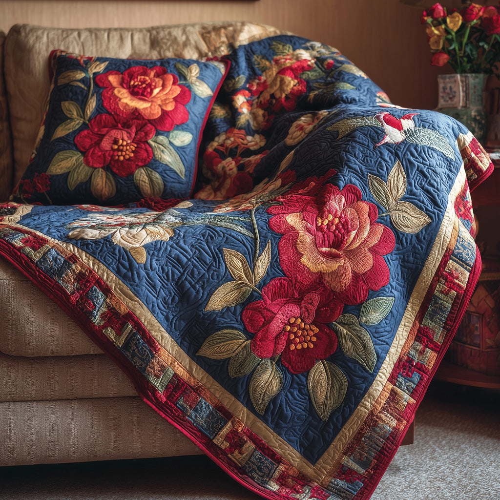 Royal Lotus Bloom Quilted Blanket NCU0LDH699
