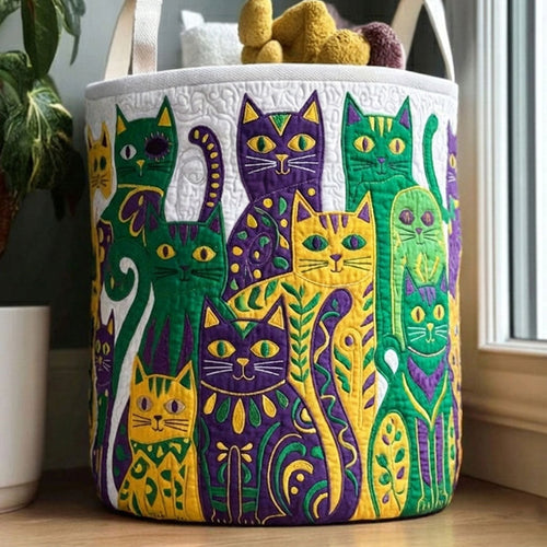 Royal Revelry Felines Quilted Laundry Basket NCU0PTT2677