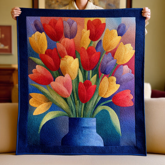 Royal Tulip Vase Quilted Blanket NCU0LDH838