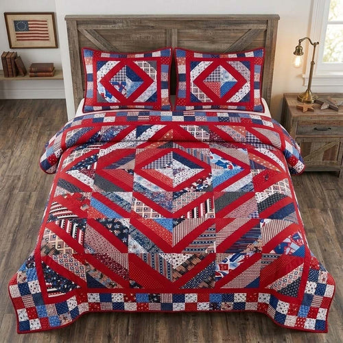 Ruby Mosaic 3-Piece Quilted Bedding Set NCU0DQQ0622