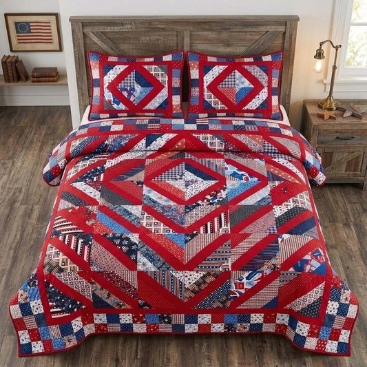 Ruby Mosaic 3-Piece Quilted Bedding Set NCU0DQQ0622