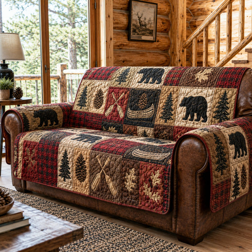 Ruby Plaid Forest Quilted Sofa Cover NCU0PVL1065