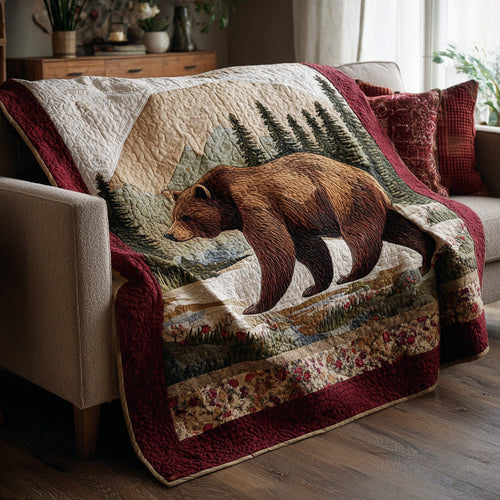 Rust Lodge Bear Quilted Blanket NCU0LDH750