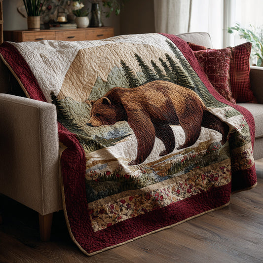 Rust Lodge Bear Quilted Blanket NCU0LDH750