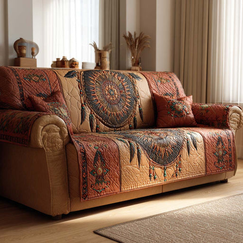 Rust Nomad Quilted Sofa Cover NCU0NXD1464